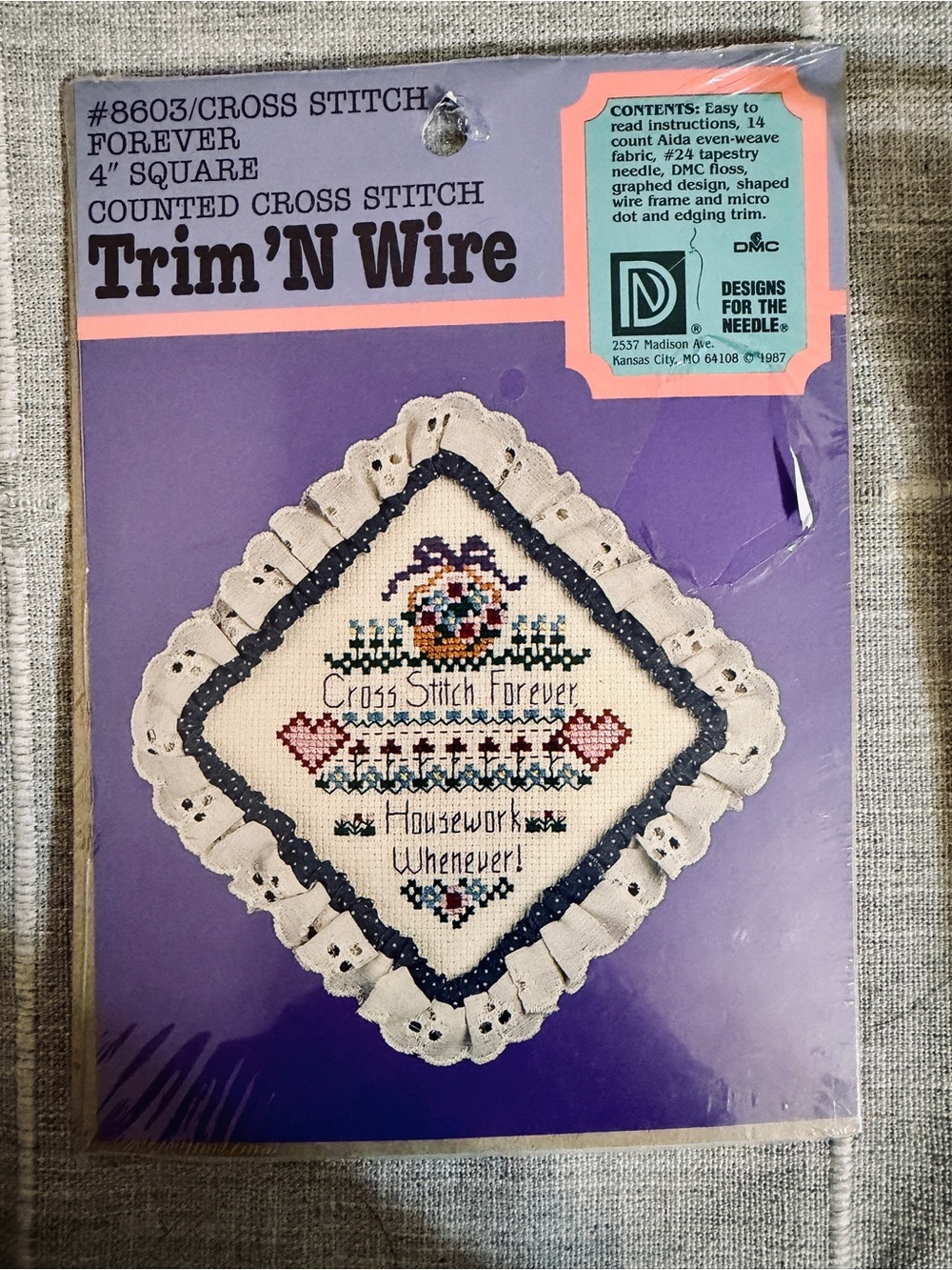 ‘Cross Stitch Forever’ Cottage Core Cross Stitch Needlepoint Kit With Ruffles